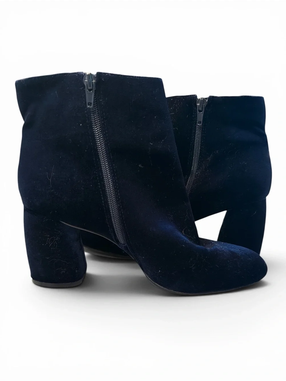 Nine West Navy Velvet Button-Accent Ankle Boots